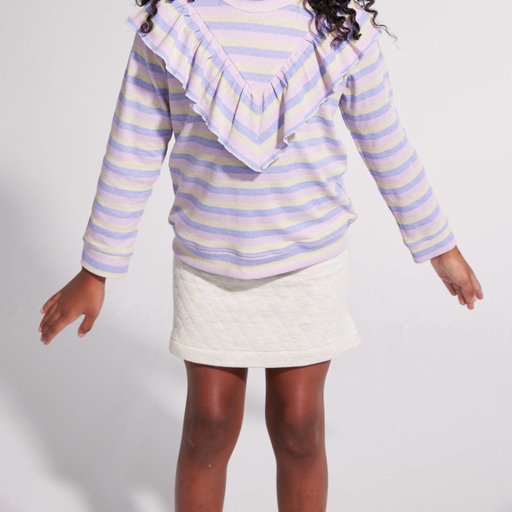 BISBY Kids' Quilted Mini Skirt—Light Grey | 7